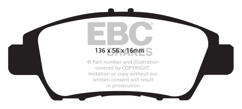 EBC Redstuff Ceramic Low Dust Front Brake Pads for Honda Fit and CR-Z (Part Number: EBC DP32041C)