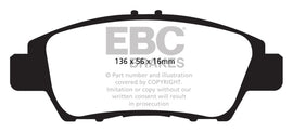 EBC Redstuff Ceramic Low Dust Front Brake Pads for Honda Fit and CR-Z (Part Number: EBC DP32041C)