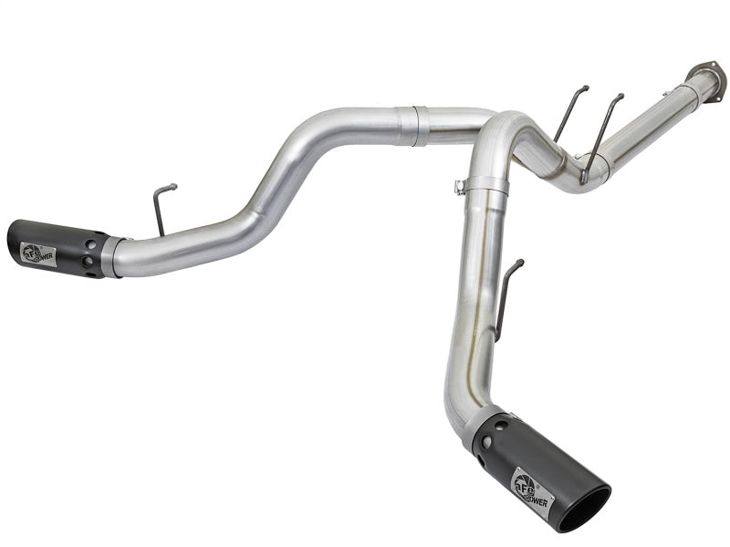 aFe ATLAS 4-Inch DPF-Back Exhaust System with Black Tips for 2017 Ford Diesel Trucks V8-6.7L