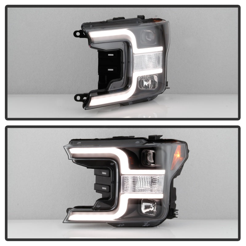 Spyder 18-19 Ford F-150 Projector Headlights - Halogen Model Only - Black (Part No. PRO-YD-FF15018-LB-BK)