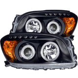 ANZO 2006-2008 Toyota RAV4 Projector Headlights with Halo - Black Housing, Clear Lens, Pair