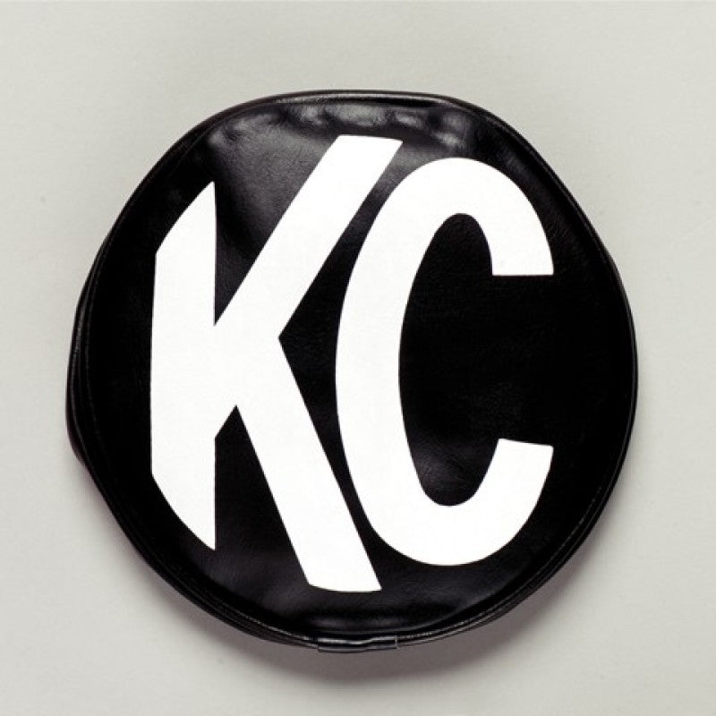 KC HiLiTES 6-inch Round Soft Vinyl Light Covers with Yellow KC Logo - Black