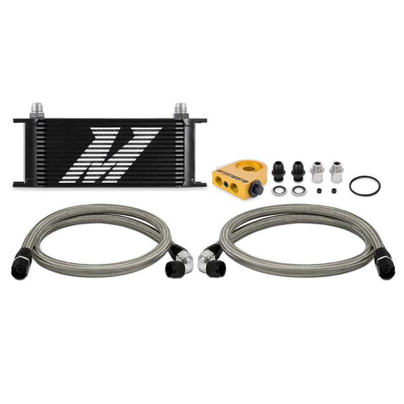 Mishimoto Universal Thermostatic Oil Cooler Kit 16-Row Black - Part Number misMMOC-U16TBK