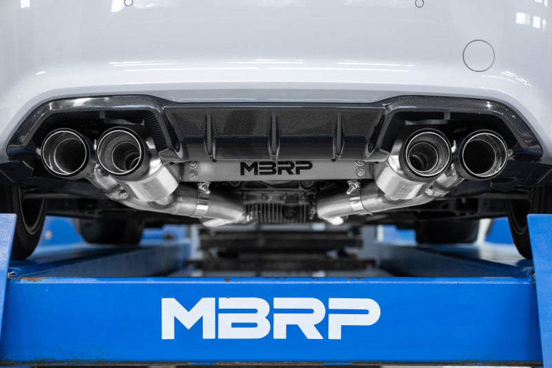 MBRP Armor Pro Series 3-Inch T304 Stainless Steel Resonator-Back Exhaust System with Quad Carbon Fiber Tips for BMW M2 (2019-2021)