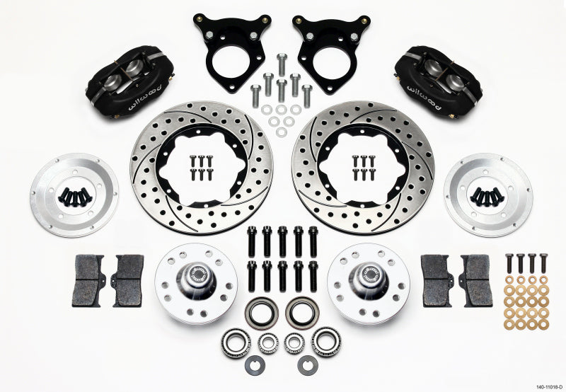 Wilwood Forged Dynalite Front Kit 11-inch Drilled Brake Rotors for 1987-1993 Ford Mustang