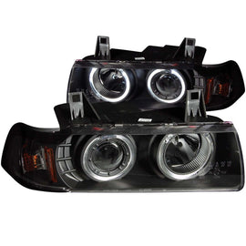 ANZO 1992-1998 BMW 3 Series E36 Projector Headlights with Halo, Black Housing, G2 - Pair