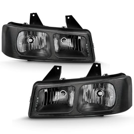 ANZO Crystal Headlight Set for Chevy Express and GMC Savana 2003-2017 – Clear Lens, Black Housing, Pair