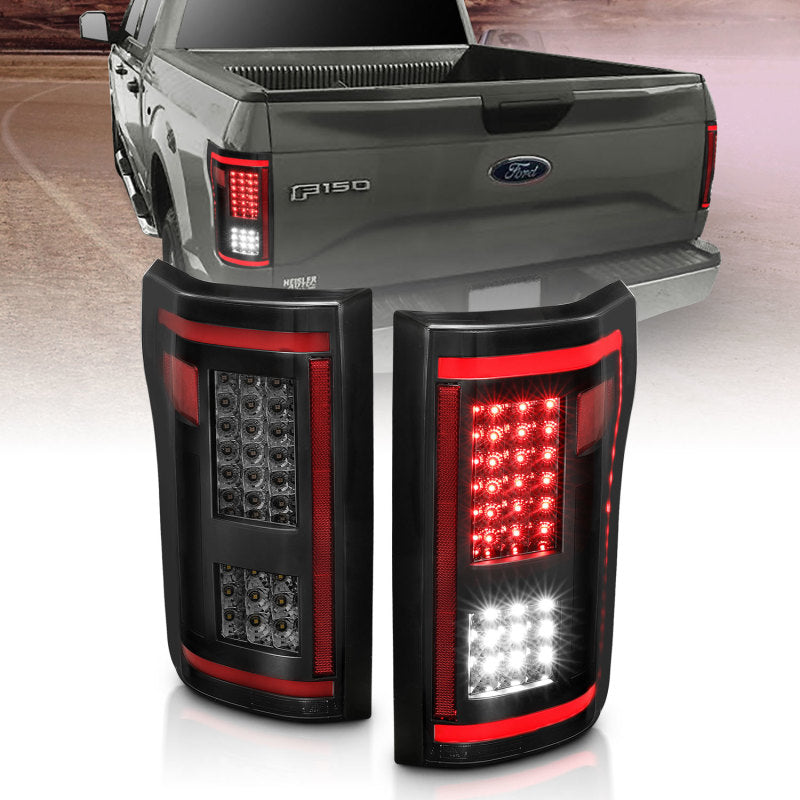 ANZO 15-17 Ford F-150 LED Tail Light Assembly with Smoke Sequential Lens – Pair