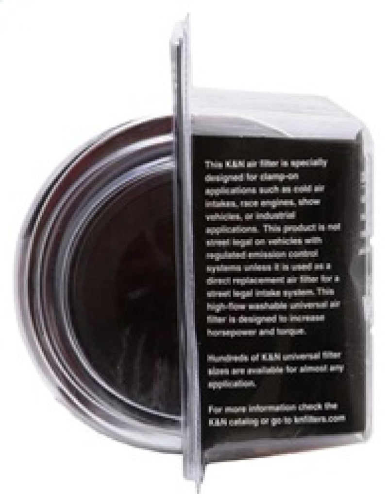 K&N Engineering Universal Air Filter Chrome Round Tapered Red - 4-inch Flange ID, 1.125-inch Flange Length, 9.5-inch Height