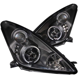 ANZO 2000-2005 Toyota Celica Projector Headlights with Halo, Black Housing, Clear Lens, Pair