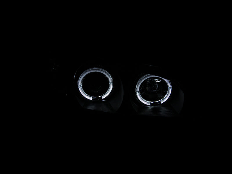 ANZO 2000-2004 Infiniti I30 & I35 Projector Headlights with Halo, Black Housing, Clear Lens, Pair
