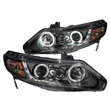 Load image into Gallery viewer, ANZO 2006-2011 Honda Civic Projector Headlights with Halo in Black (CCFL)