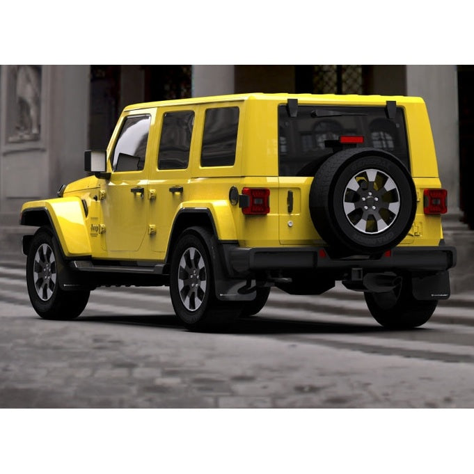 Rally Armor 515112 UR Series Mud Flaps for Jeep Wrangler 2019-2020 with White Logo in Black and White