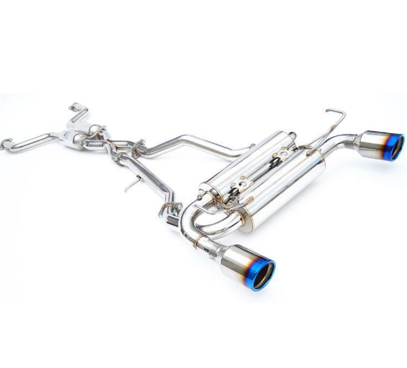 Invidia Gemini Rolled Titanium Tip Cat-back Exhaust for 2017+ Infiniti Q60 3.0 TT, Silver Sport/Red Sport