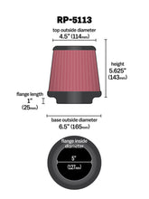 Load image into Gallery viewer, K&amp;N Engineering RP-5113 Universal Cone Air Filter - 5 Inch Inside Diameter, 6.5 Inch Base, Carbon Fiber Look