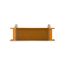Load image into Gallery viewer, Mishimoto Universal 13-Row Oil Cooler in Gold for Enhanced Engine Cooling