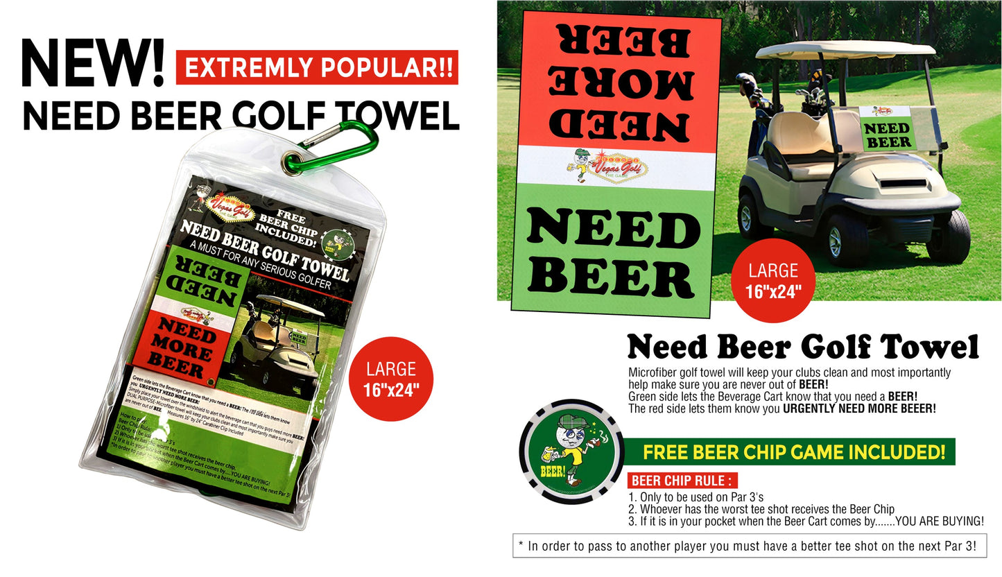 NEED BEER GOLF TOWEL with FREE Beer Chip from Vegas Golf