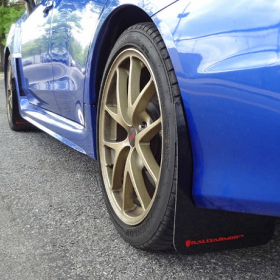 Rally Armor UR Series Mud Flaps for 2015-2018 Subaru WRX - Black with Light Blue Logo