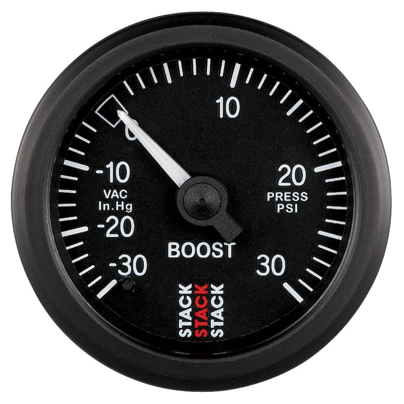 AutoMeter 52mm Stack Instruments Mechanical Boost Gauge -30 inHg to +30 PSI, Black