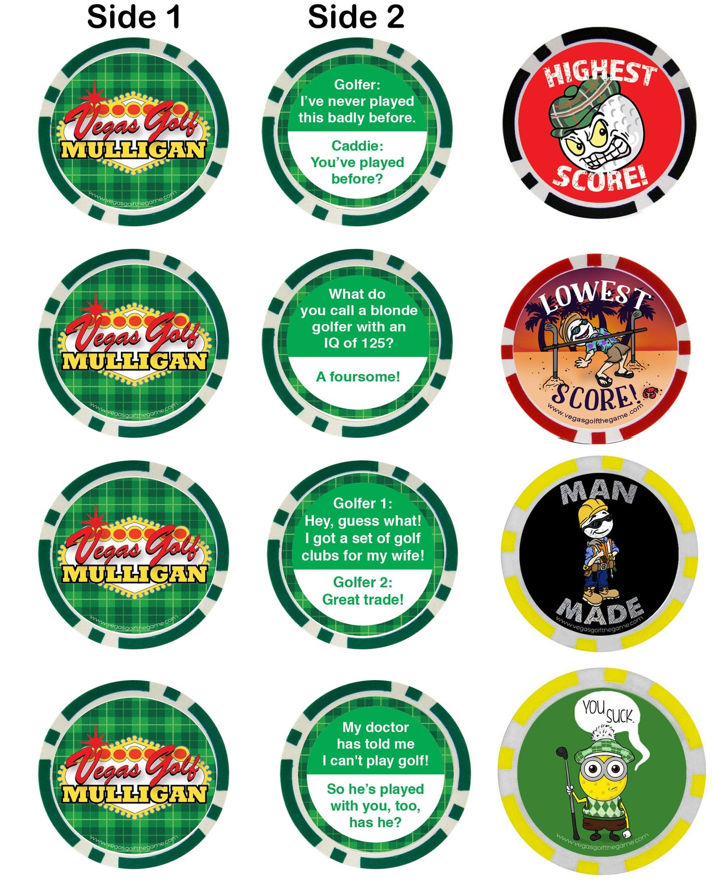 BONUS Pack 5 Vegas Golf Poker Chips