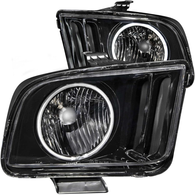 ANZO 2005-2009 Ford Mustang Crystal Headlights with Halo - Black Housing and CCFL, Pair