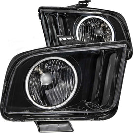 ANZO 2005-2009 Ford Mustang Crystal Headlights with Halo - Black Housing and CCFL, Pair