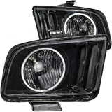 ANZO 2005-2009 Ford Mustang Crystal Headlights with Halo - Black Housing and CCFL, Pair