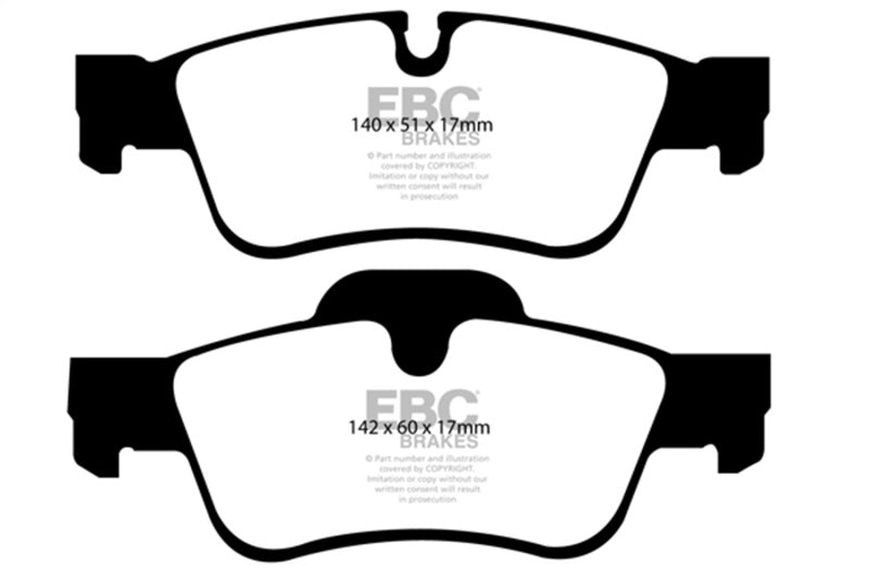 EBC DP41593R Yellowstuff Rear Brake Pads for Mercedes-Benz G55 AMG, G63 AMG, ML500 and R350