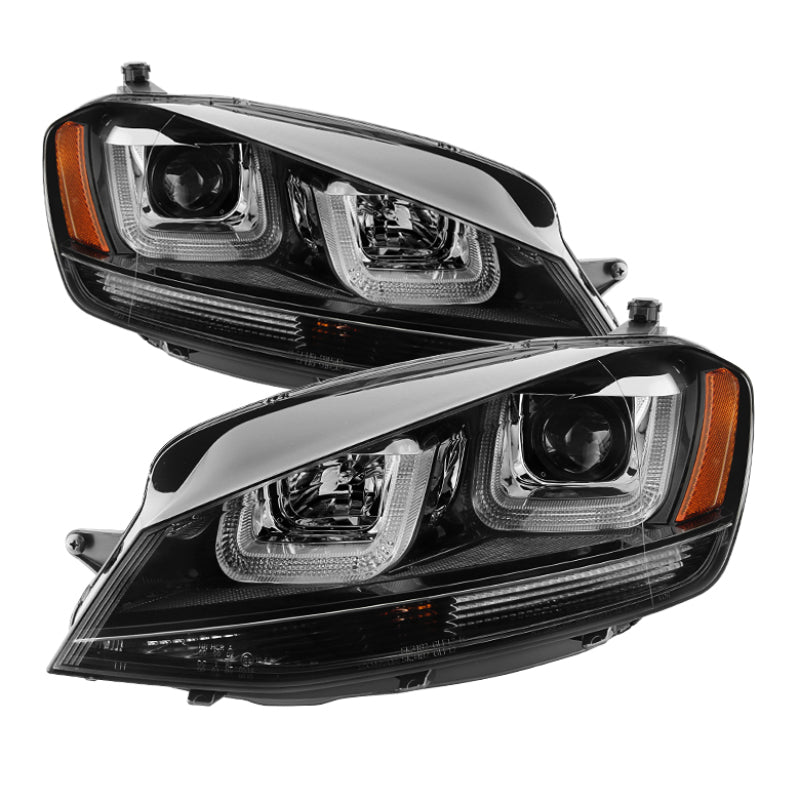 Spyder Volkswagen Golf VII 2014-2016 Projector Headlights with DRL LED Black Stripe - OEM Replacement