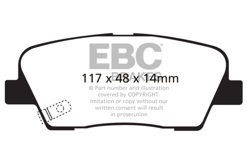 EBC Yellowstuff Rear Brake Pads for Kia Sorento 2011-2013 - High-Performance Street and Track Use