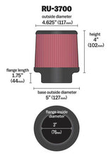 Load image into Gallery viewer, K&amp;N Engineering Universal Rubber Air Filter Round Tapered 4.625 in Top OD x 5 in Base OD x 4 in Height, Part No. KNNRU-3700