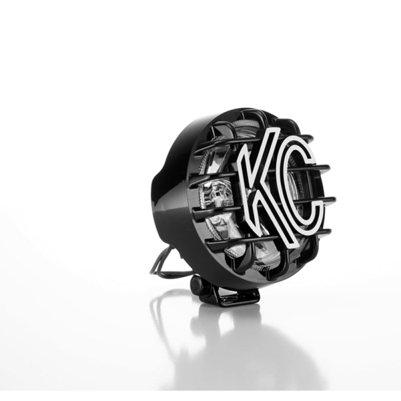 KC HiLiTES Rally 400 4-inch Round Halogen Light with Spread Beam Pattern - Black Steel Housing