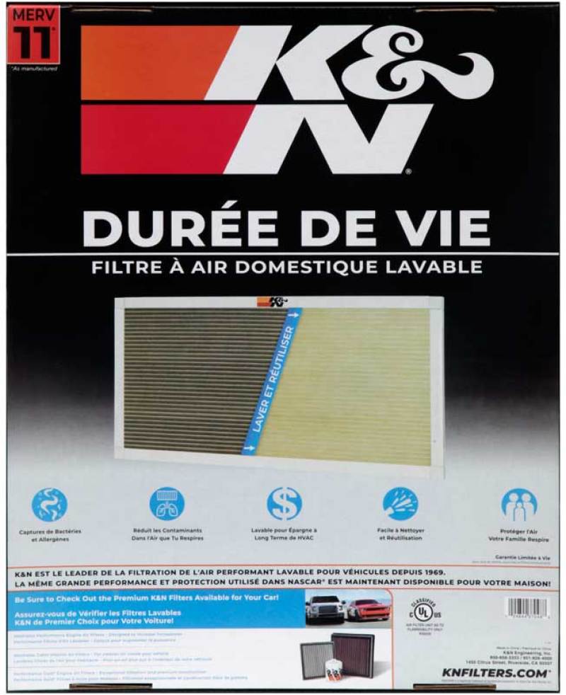 K&N Engineering HVAC Filter 16 x 20 x 1 - Washable and Reusable Pleated Synthetic Filter for Enhanced Air Quality