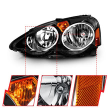Load image into Gallery viewer, ANZO 2002-2004 Acura RSX Crystal Headlights with Black Housing and Clear Lenses