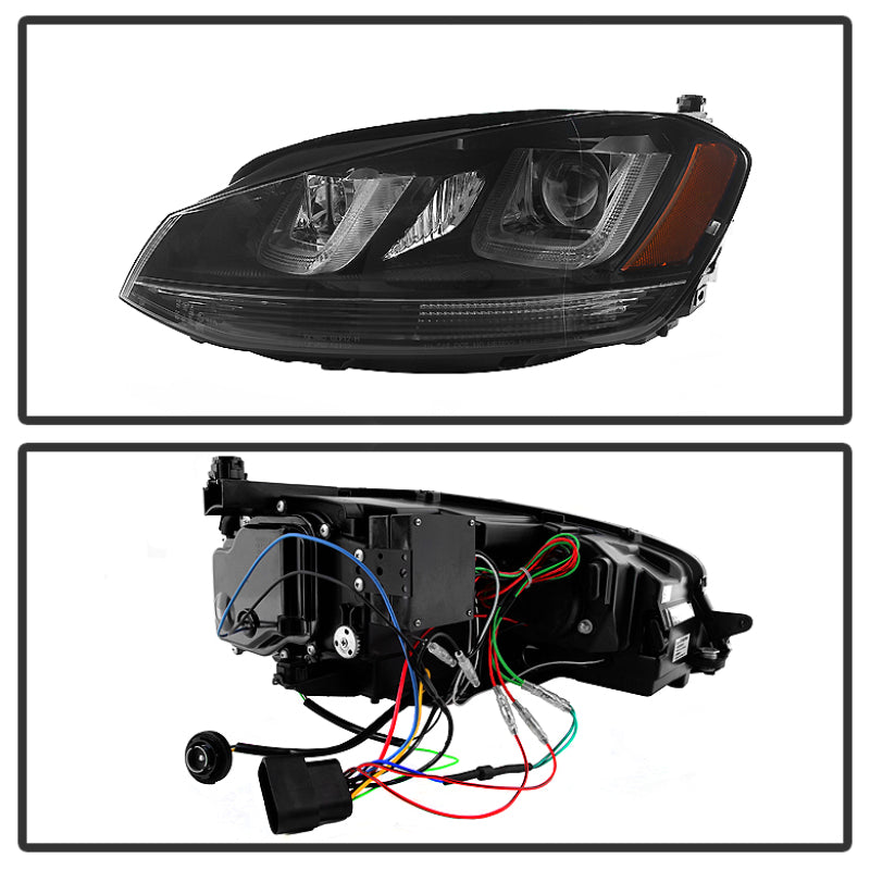 Spyder Volkswagen Golf VII 2014-2016 Projector Headlights with DRL LED Black Stripe - OEM Replacement
