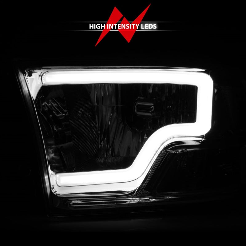 ANZO Crystal Headlight Set with Light Bar for Dodge Ram 1500, 2500, 3500 - Chrome Housing and Clear Lens