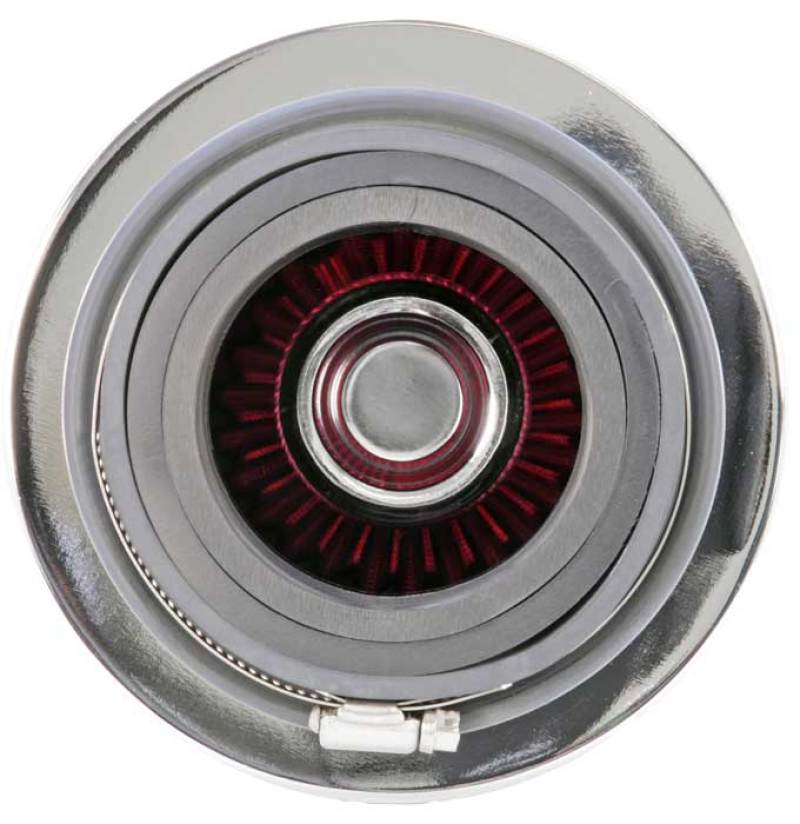 K&N Engineering Universal Air Filter Chrome Round Tapered - 4-inch Flange ID, Red