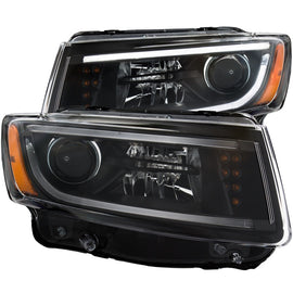 ANZO 2014-2015 Hyundai Genesis Coupe Projector Headlights with Plank Style Design, Black Housing