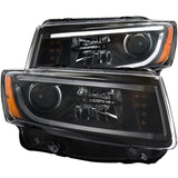 ANZO 2014-2015 Hyundai Genesis Coupe Projector Headlights with Plank Style Design, Black Housing