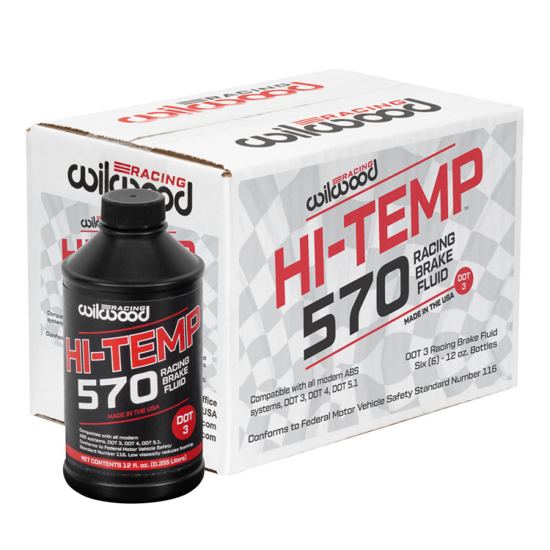 Wilwood 570 Brake Fluid - 6 Pack, 12 oz Bottles for Automotive Braking Systems