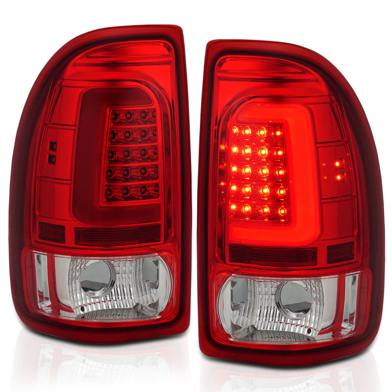 ANZO LED Tail Light Assembly Pair for Dodge Dakota 1997-2004 with Chrome Housing and Red Lens