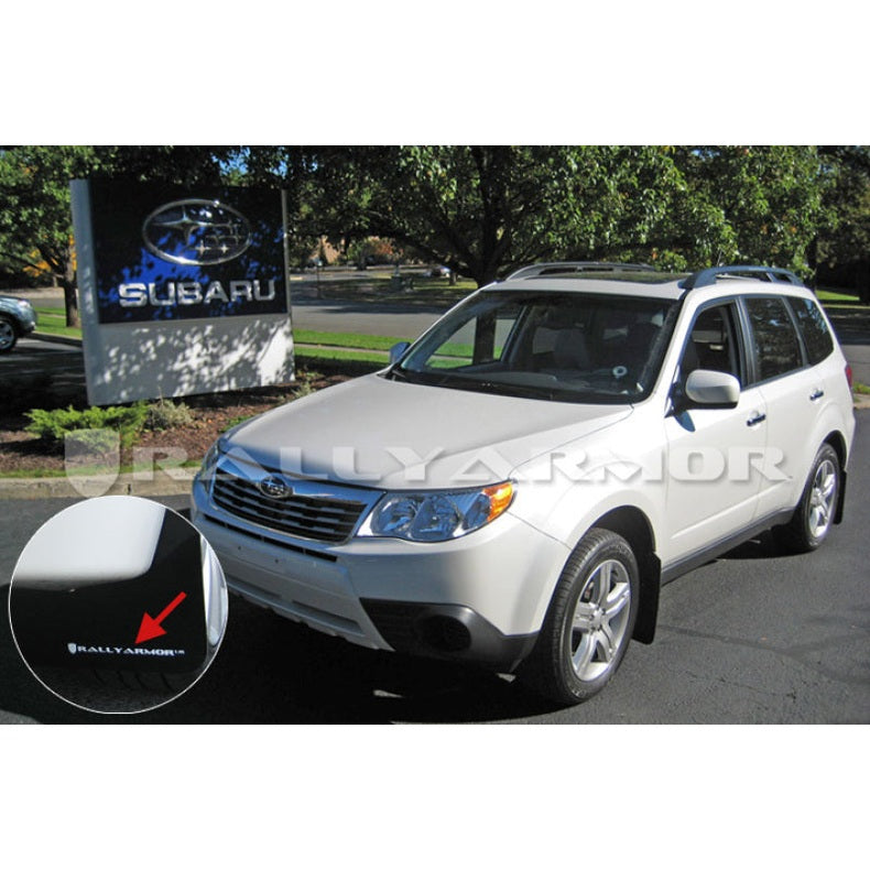 Rally Armor 09-13 Subaru Forester Black UR Mud Flap with White Logo – Durable Polyurethane Mud Flaps for All-Weather Protection