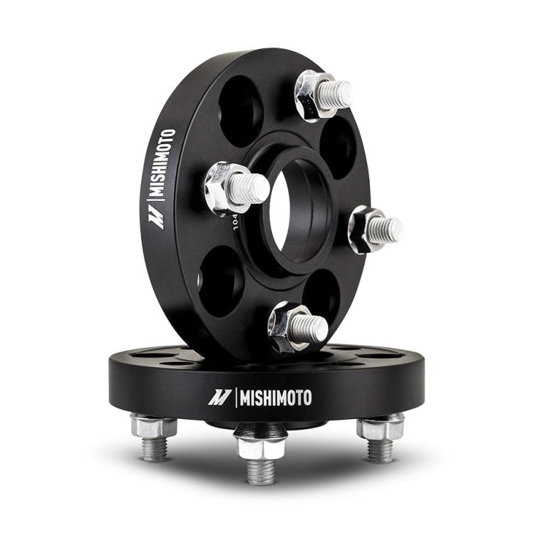 Mishimoto 4x100 Wheel Spacers for Honda Civic and Prelude – 15mm Thickness, Black Anodized, M12x1.5 Studs