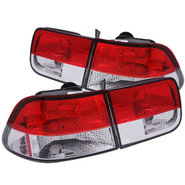 ANZO 1996-2000 Honda Civic Tail Light Assembly Pair with Red/Clear Lens