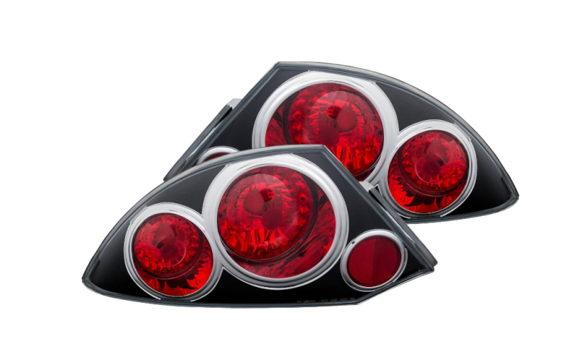 ANZO 2000-2005 Mitsubishi Eclipse Tail Light Assembly with Clear Lens and Black Housing