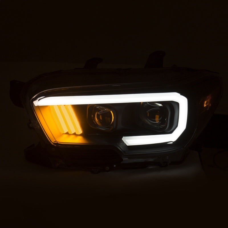 ANZO 2016-2017 Toyota Tacoma Projector Headlights with Plank Style Design, Black Housing and Amber Accents