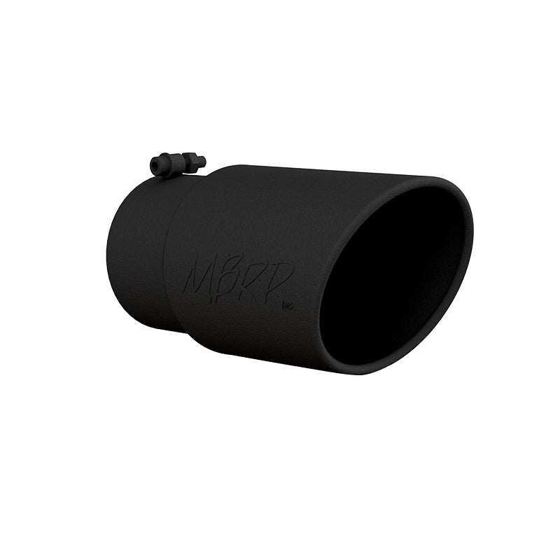 MBRP Universal 6-inch Diameter Black Exhaust Tip with Angled Rolled End, 12-inch Length