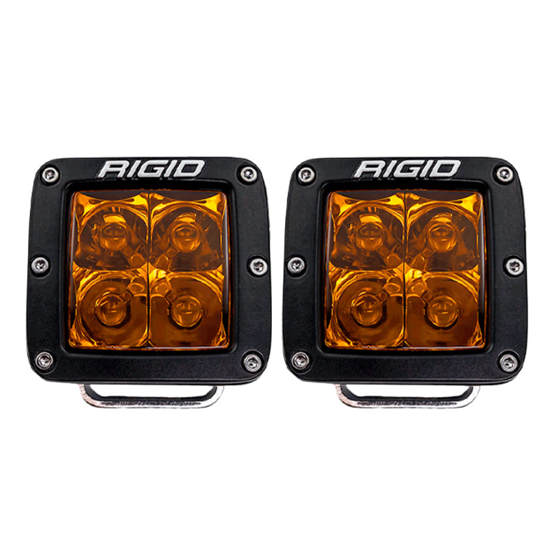 Rigid Industries D-Series Spot Light with Amber PRO Edition Lens * Pair