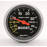 AutoMeter Sport-Comp 52mm 45 PSI Mechanical Boost Gauge for Automotive Performance