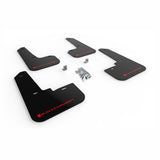 Rally Armor UR Series Mud Flaps for Subaru Legacy - Black with Red Logo, Part Number RALMF64-UR-BLK/RD